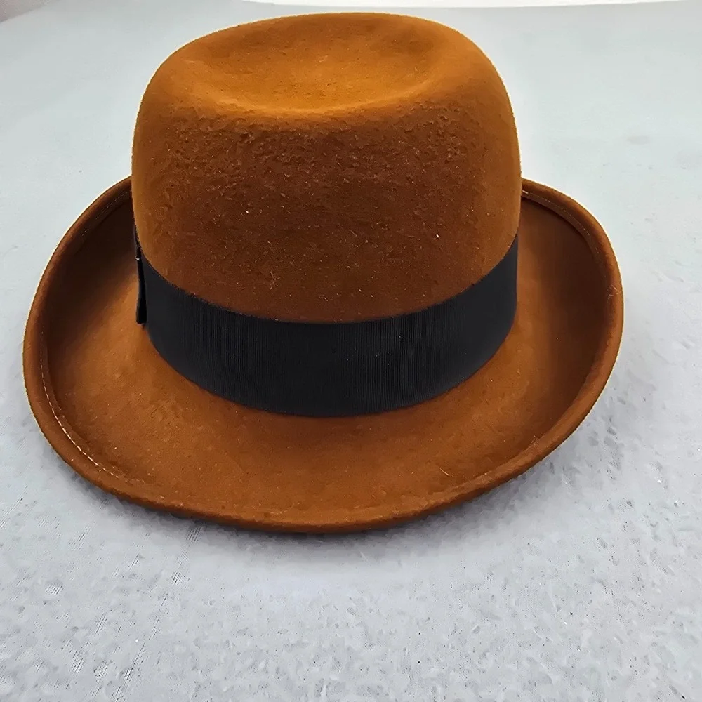 Bollman Wool Felt Fedora Hat Unisex One Size Brown Pinched Crown Beach Band Cap